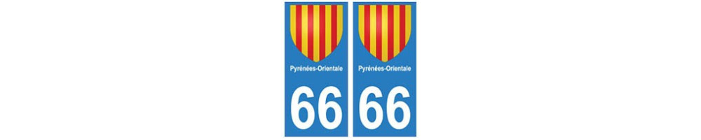 Sticker plaque immatriculation departement 66 Pyrenees-Orientales