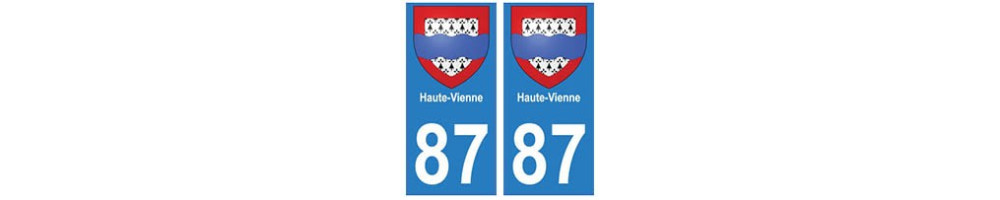 Sticker plaque immatriculation department 87 Haute-Vienne