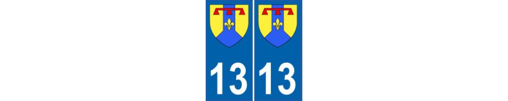Autocollant plaque immatriculation département 13 Bouches-du-Rhône ville