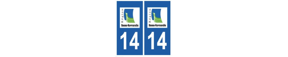Sticker plaque immatriculation department 14 Calvados 