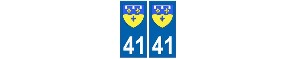 Autocollant plaque immatriculation département 41 Loir-et-Cher