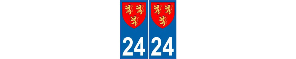 Autocollant plaque immatriculation département 24 Dordogne