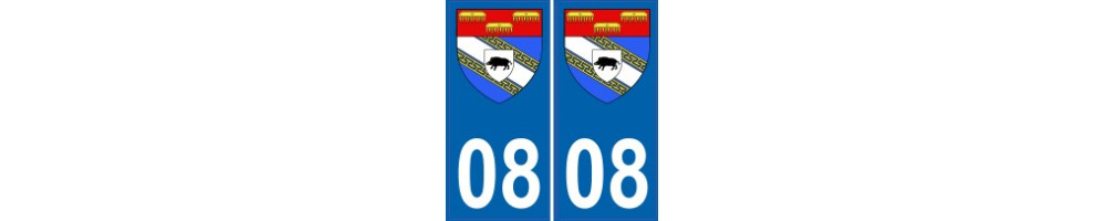 Sticker plaque immatriculation departement 08 Ardennes city