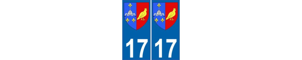 Sticker plaque immatriculation department 17 Charente-Maritime city