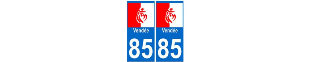Autocollant plaque immatriculation département 85 Vendée ville