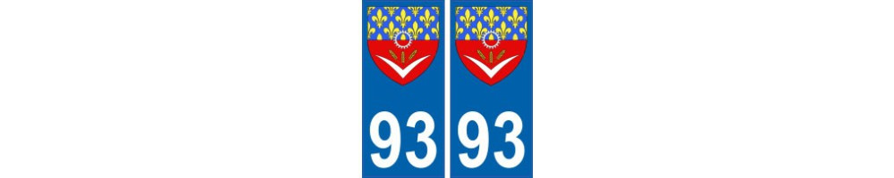 Autocollant sitcker plaque d'immatriculation département 93 villes
