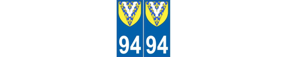 Autocollant sitcker plaque immatriculation département 93 Val-de-Marne villes