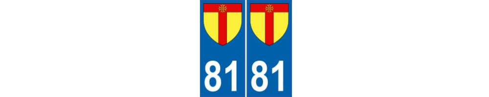  Autocollant plaque immatriculation département 81 Tarn villes