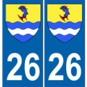 26 Drôme Autocollant plaque immatriculation département ville sticker auto