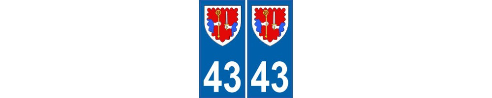 Sticker sticker adhesive for plate registration department 43 Haute-Loire towns