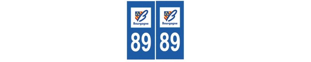 Autocollant plaque immatriculation département 89 Yonne