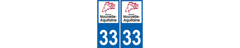 Autocollant plaque immatriculation département 33 Gironde