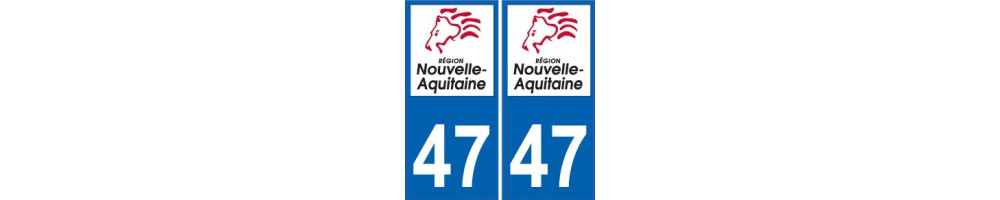 Autocollant plaque immatriculation département 47 Lot-Et-Garonne