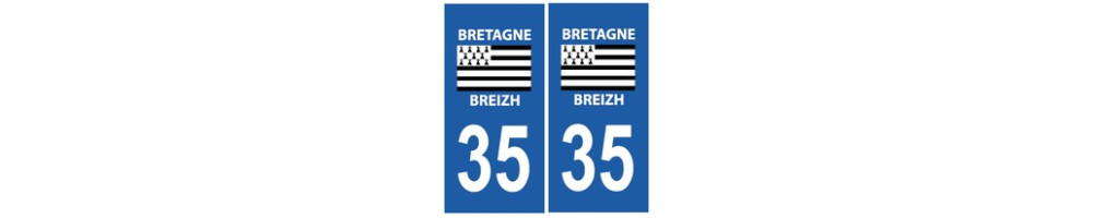 Sticker plaque immatriculation department 35 Ille et Vilaine
