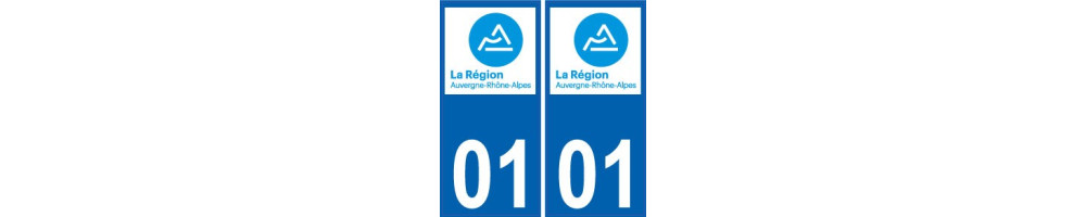 Autocollant plaque immatriculation 01 03 07 15 26 38 42 43 63 69 73 74