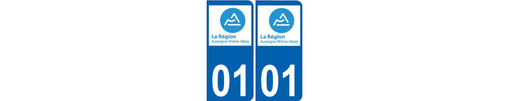 Autocollant plaque immatriculation département 01 Ain