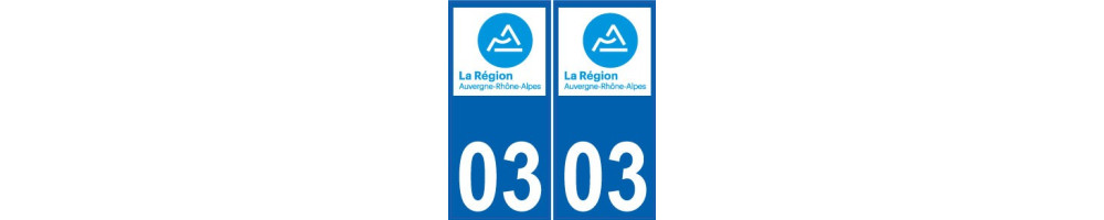 Sticker plaque immatriculation departement 03 Allier