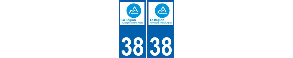 Autocollant plaque immatriculation département 38 Isère