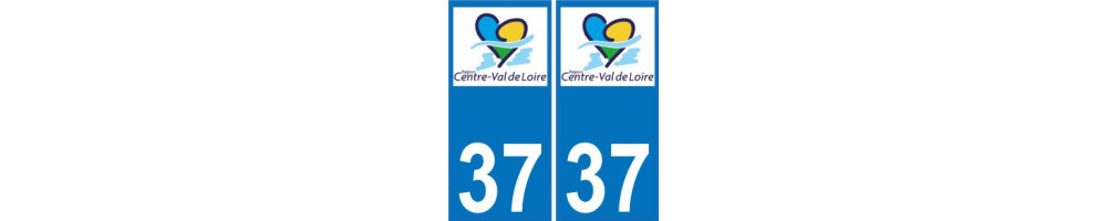 Autocollant plaque immatriculation département 37 Indre et Loire 