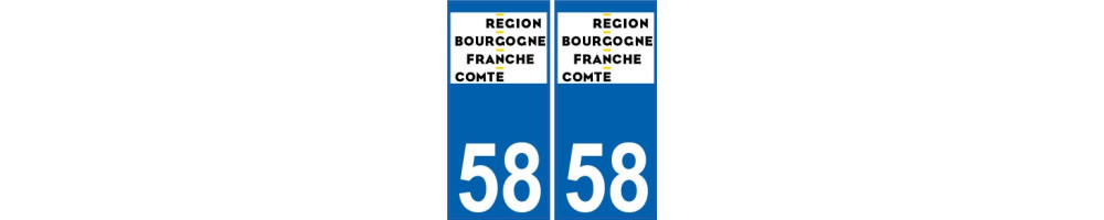 Autocollant plaque immatriculation département 58 Nièvre