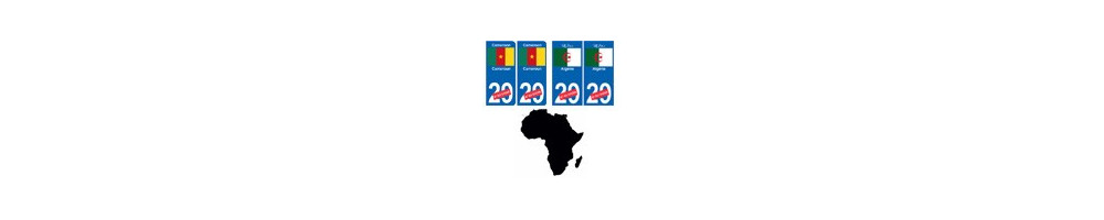 Autocollant plaque immatriculation département sticker Pays Afrique