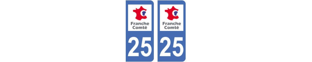 Autocollant plaque immatriculation département 25 Doubs