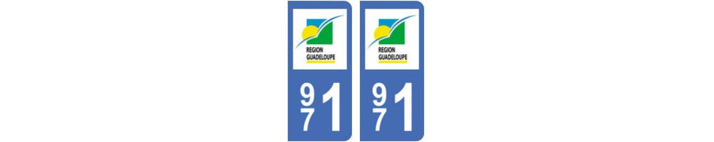 Sticker plaque immatriculation departement Guadeloupe 971