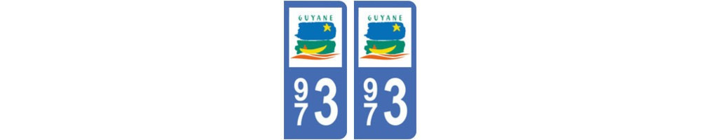 Autocollant plaque immatriculation département Guyane 973