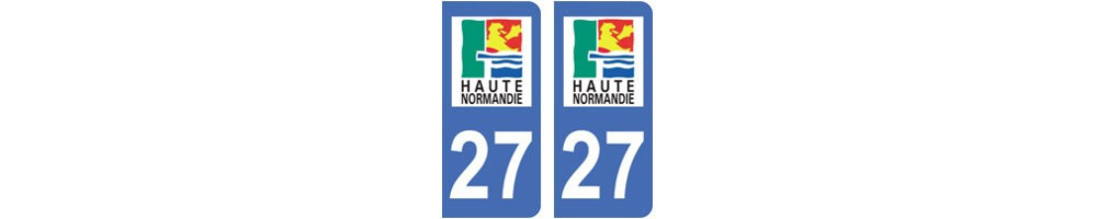 Autocollant plaque immatriculation département 27 Eure 