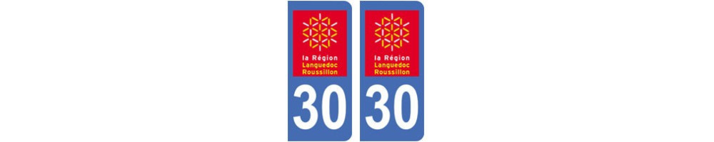 Sticker plaque immatriculation department 30 Gard 