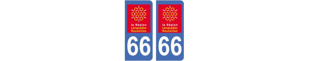 Autocollant plaque immatriculation département 66 Pyrénées-Orientales 