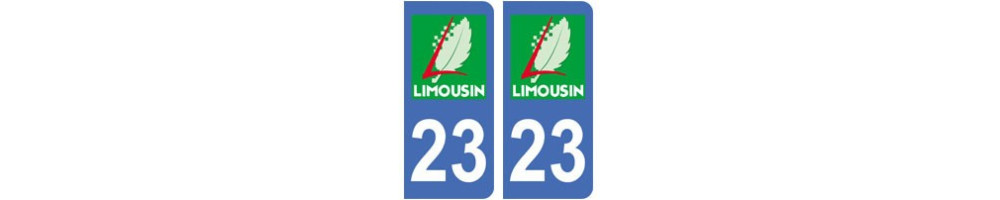 Sticker plaque immatriculation department 23 Creuse 