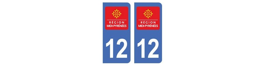 2 Stickers autocollant plaque immatriculation 12 Rodez Ville 