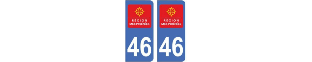 Sticker plaque immatriculation department 46 Lot 