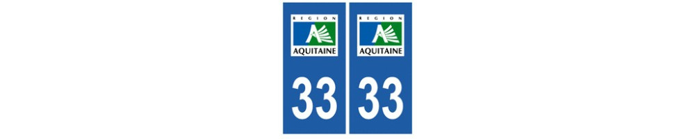 Sticker plaque immatriculation departement of Gironde 33